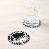 Zirkuläre Klaviertasten und Musiknote Runder Pappuntersetzer (Vor Ort)