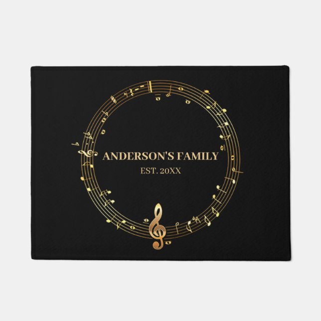 Zirkuläre musikalische Hinweise Fußmatte (Vorderseite)