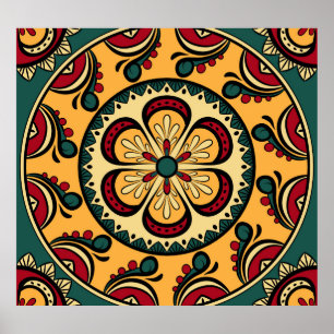 Zirkuläre Ornamente, farbenfrohe nahtlose Muster. Poster