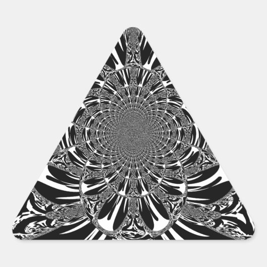 Zirkuläre Zebra Kaleidoskop Kunst Print Dreieckiger Aufkleber (Vorderseite)
