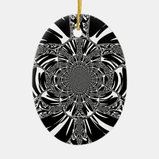 Zirkuläre Zebra Kaleidoskop Kunst Print Keramikornament (Vorne)