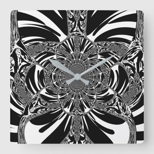Zirkuläre Zebra Kaleidoskop Kunst Print Quadratische Wanduhr (Vorderseite)