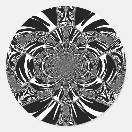 Zirkuläre Zebra Kaleidoskop Kunst Print Runder Aufkleber (Vorderseite)