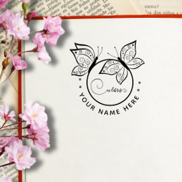 Zirkulärer Schmetterling ex libris Briefmarke Gummistempel