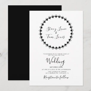 Zirkularrahmen Schwarz Geometrische Hochzeit Einladung