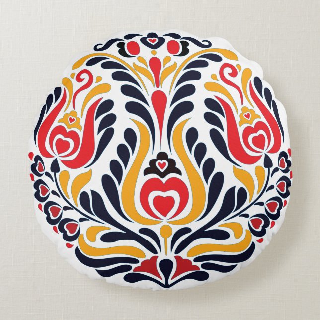 Zirkulonsmuster Rundes Kissen (Vorderseite)