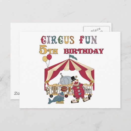Zirkus 5. Geburtstagsgeschenke Postkarte (Vorne/Hinten)