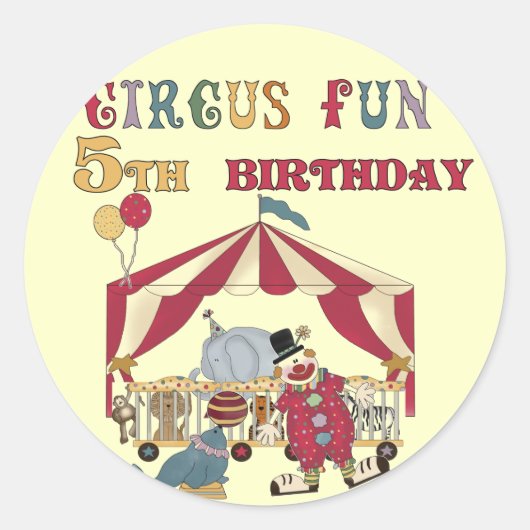 Zirkus 5. Geburtstagsgeschenke Runder Aufkleber (Vorderseite)