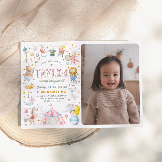 Zirkus | Aquarellkarneval Foto Geburtstag Einladung