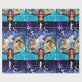 Zirkus auf blauem Hintergrund Geschenkpapier (Flach)