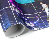 Zirkus auf blauem Hintergrund Geschenkpapier (Rolleneckpunkt)