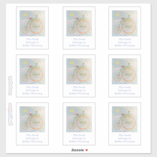 Zirkus-Bike-Buchzeichen Aufkleber (Blatt)