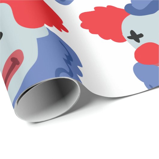 Zirkus Clown Geschenkpapier (Rolleneckpunkt)