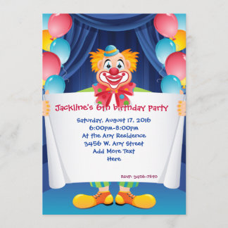 Zirkus-Clown-Kindergeburtstag-Party Einladung