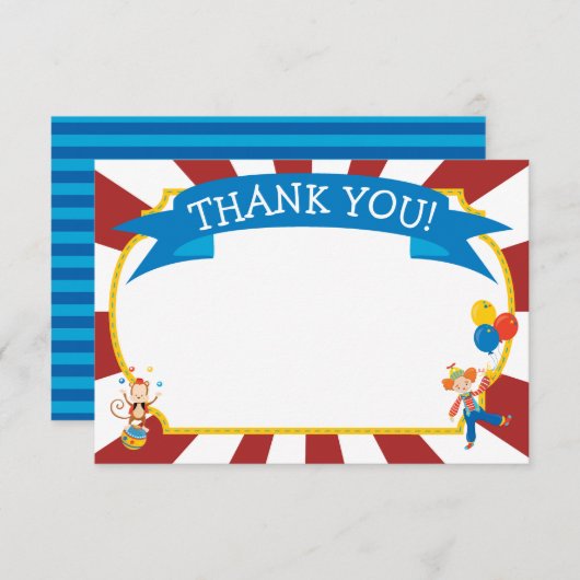 Zirkus danken Ihnen, Zirkus-Party Einladung zu (Vorne/Hinten)