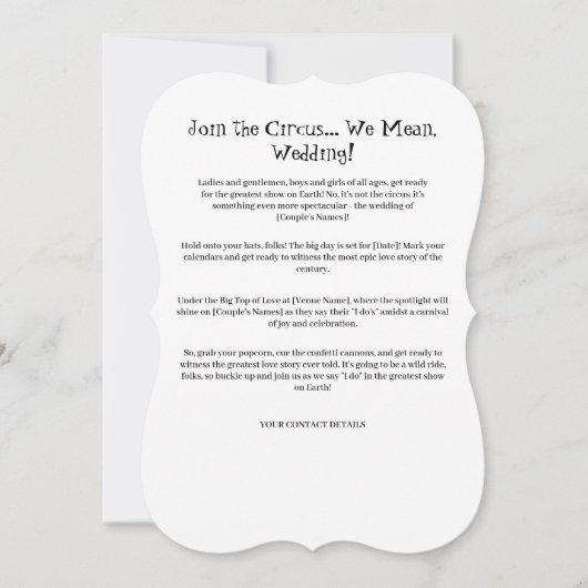 Zirkus der Liebe: Funny Wedding Invitation Templat Einladung (Vorderseite)