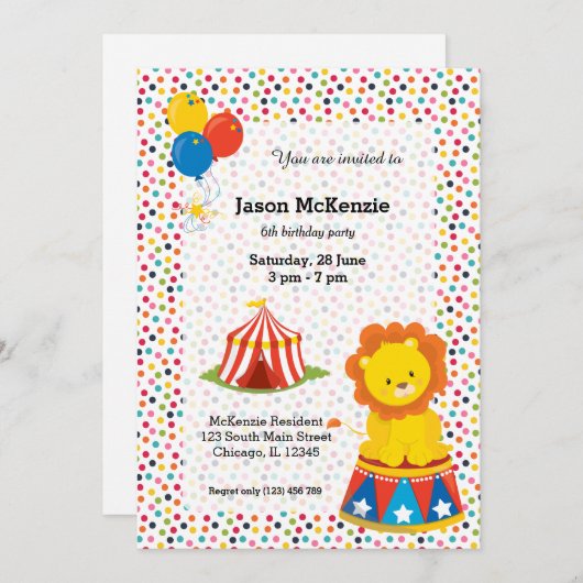 Zirkus Einladung (Vorne/Hinten)