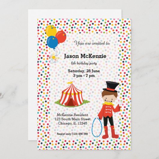 Zirkus Einladung (Vorne/Hinten)