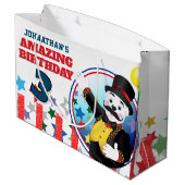 Zirkus-Eisbär-Ringmaster-Geburtstag Große Geschenktüte (Rückseite Schrägansicht)