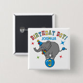 Zirkus-Elefant-3. Geburtstag Button (Vorne & Hinten)