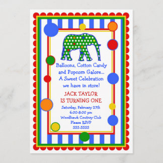 Zirkus-Elefant-Geburtstags-Einladung hauptsächlich Einladung