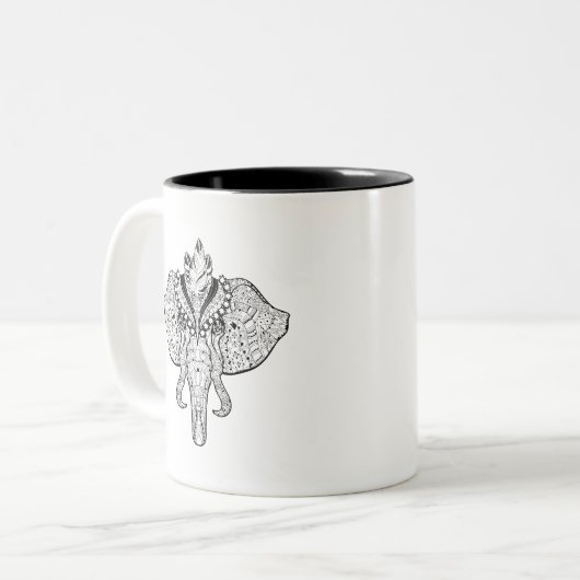 Zirkus-Elefant-Gekritzel Zweifarbige Tasse (Vorderseite Links)