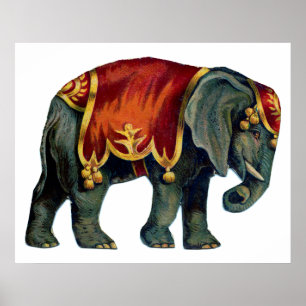 Zirkus-Elefant im Vintage-Zirkus, Poster