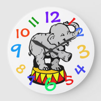 Zirkus-Elefant-Kunst scherzt Raum-Wanduhr Große Wanduhr