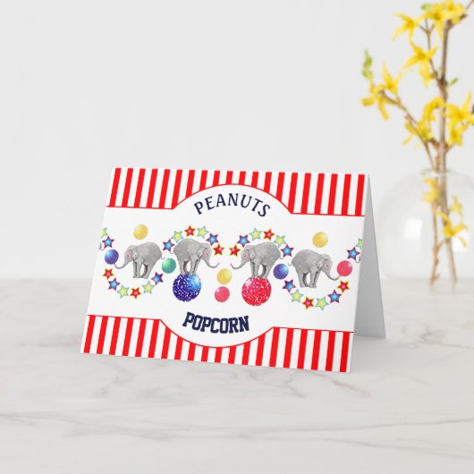 Zirkus-Elefant-lustiger Ruhestand Karte (Gelbe Blume)