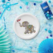 Zirkus-Elefant mit Flagge Pappteller (Party)