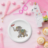 Zirkus-Elefant mit Flagge Pappteller (Party)