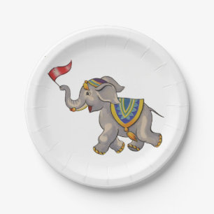 Zirkus-Elefant mit Flagge Pappteller