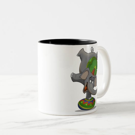 Zirkus-Elefant-Tasse Zweifarbige Tasse (VorderseiteRechts)