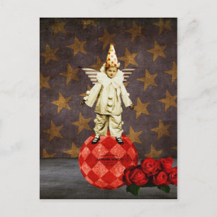 Zirkus-Engel-Clown im Vintage-Stil Postkarte