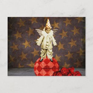 Zirkus-Engel-Clown im Vintage-Stil Postkarte