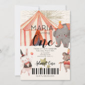 Zirkus Erster Geburtstagsticket Einladung (Vorderseite)