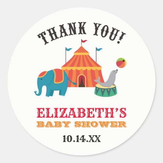 Zirkus Favor Sticker (Vorderseite)