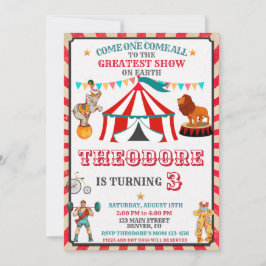 Zirkus-Geburtstags-Einladung - Vintage Big Top Par Einladung