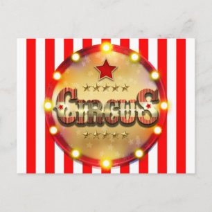 Zirkus-Geburtstagsfeier Rot Weiß Gold Gestreift Ankündigungspostkarte