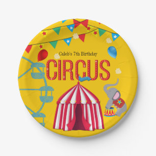 Zirkus Geburtstagsfeier Spaß Gelb Bunt Pappteller