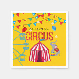 Zirkus-Geburtstagsfeier Spaß Gelbe Farbige Party Serviette
