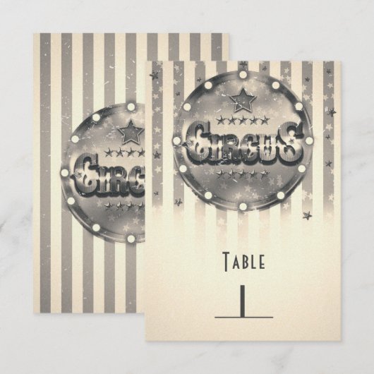Zirkus-Geburtstagsfeier Tisch Nummer im Vintage-St Einladung (Vorne/Hinten)