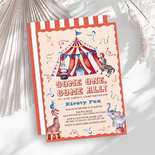Zirkus Jahrmarkt Zelt Tiere Babyparty Einladung