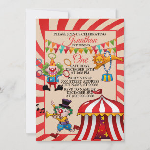 Zirkus-Karneval-Geburtstagsfeier Einladung