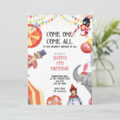 Zirkus/Karneval Themenkinder Party Einladung (Stehend Vorderseite)