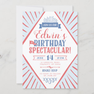 Zirkus-Karneval-Typografisches Geburtstagsspektake Einladung
