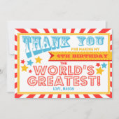 Zirkus-Karnevals-Geburtstag danken Ihnen, Dankeskarte (Vorderseite)