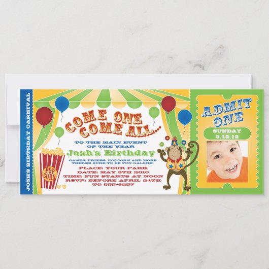 ZIRKUS-KARNEVALS-KARTE LÄDT EIN EINLADUNG (Vorderseite)