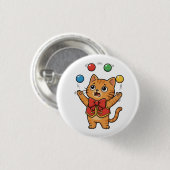 Zirkus-Katzen-Button mit Jonglierkatze Button (Vorne & Hinten)