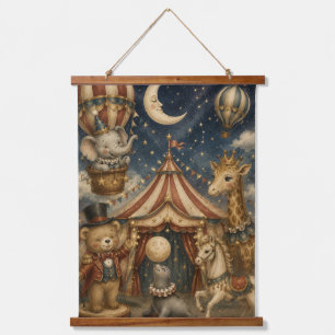 Zirkus-Kinderzimmer-Wandkunst   Zirkustiere Wandteppich Mit Holzrahmen